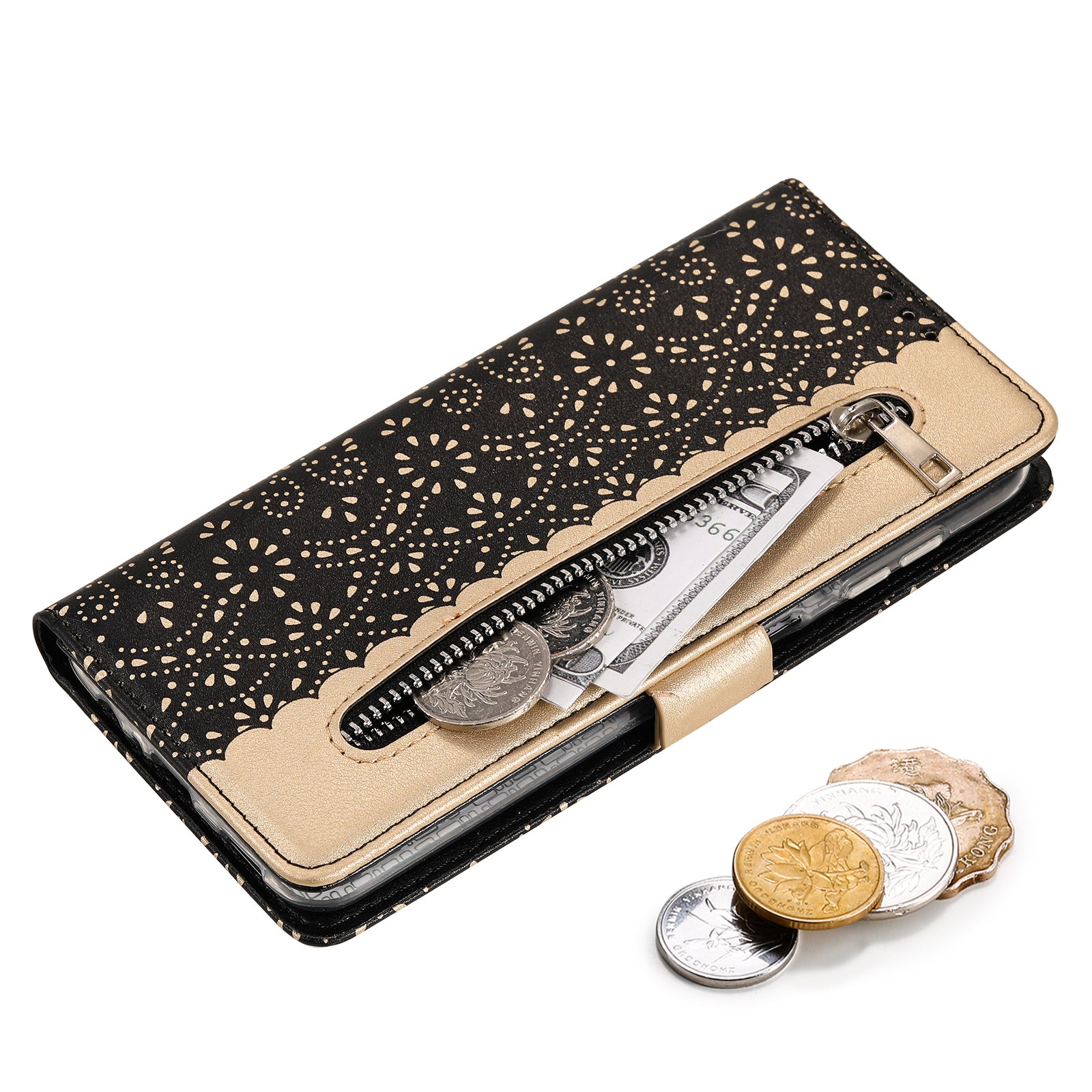 For Samsung Galaxy S23 FE Phone Case Wallet Cover Lace Flower Pattern Leather Shell with Bowknot Wrist Strap For Samsung Galaxy S23 FE Phone Case Wallet Cover Lace Flower Pattern Leather Shell with Bowknot Wrist Strap